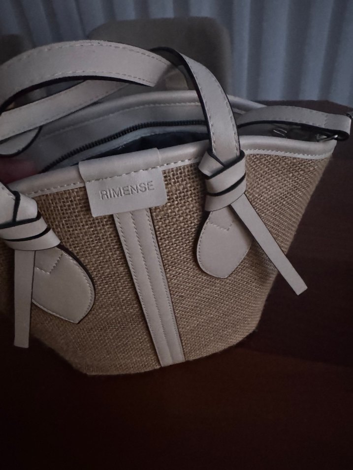 Rimense Kadın Krem Hasır Deri Omuz Çantası - Görsel 5