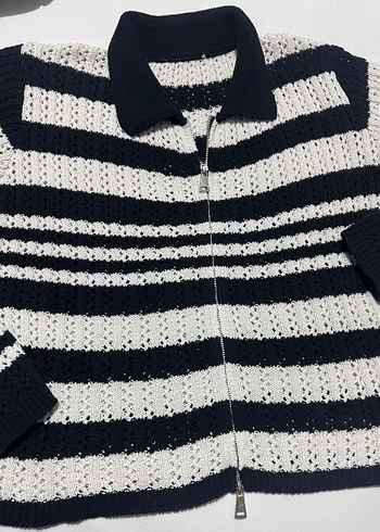 Çizgili Örgü Kadın Hırka - Görsel 7