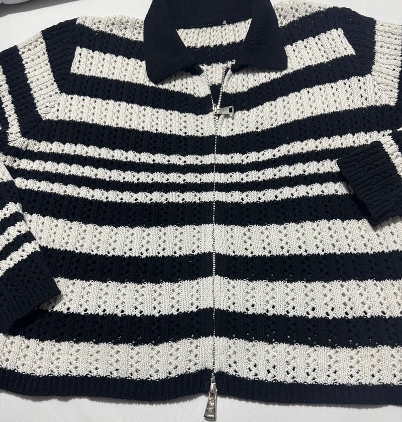 Çizgili Örgü Kadın Hırka - Görsel 3