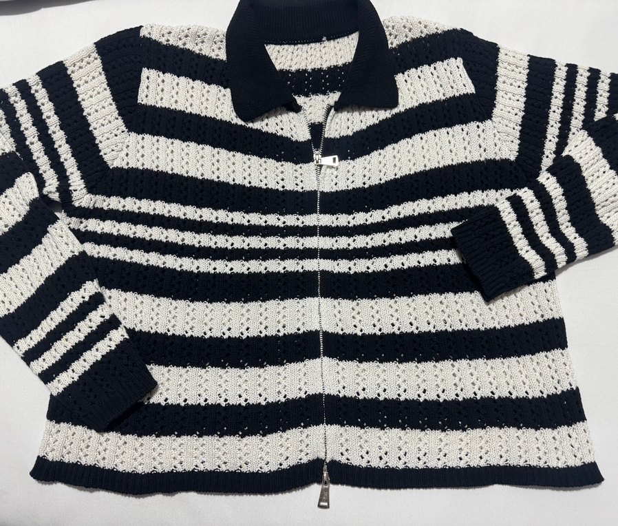 Çizgili Örgü Kadın Hırka - Görsel 2