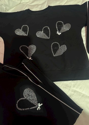 Nakış Detaylı Siyah Kız çocuk Eşofman Takımı - Görsel 7