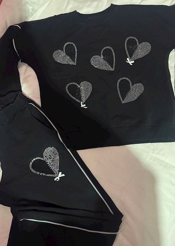 Nakış Detaylı Siyah Kız çocuk Eşofman Takımı - Görsel 2