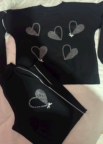 Nakış Detaylı Siyah Kız çocuk Eşofman Takımı - Görsel 3