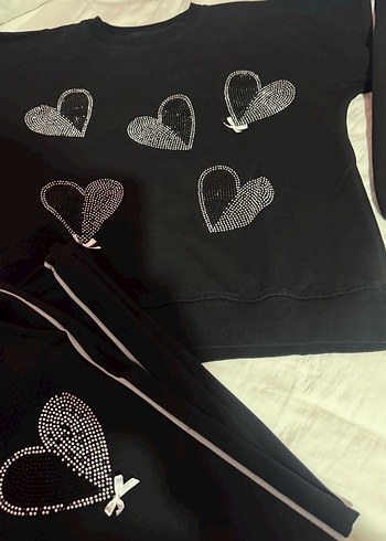 Nakış Detaylı Siyah Kız çocuk Eşofman Takımı - Görsel 6