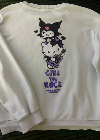 Kız Çocuk Beyaz Baskılı Sweatshirt - Görsel 4