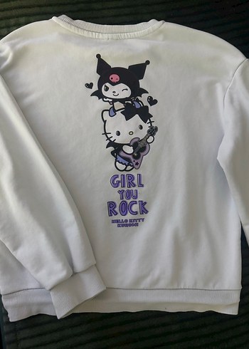 Kız Çocuk Beyaz Baskılı Sweatshirt - Görsel 3