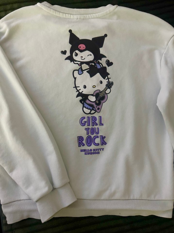 Kız Çocuk Beyaz Baskılı Sweatshirt - Görsel 4