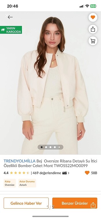 s Beden Trendyol milla bomber ceket