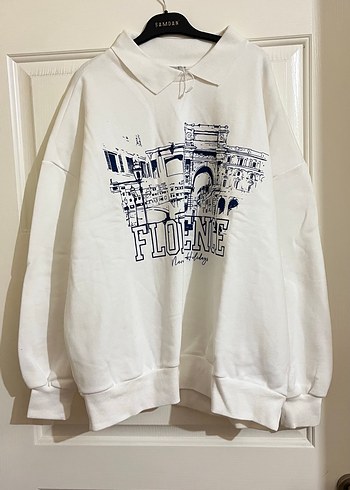 Baskılı Beyaz Pamuklu Kadın Sweatshirt - Görsel 3