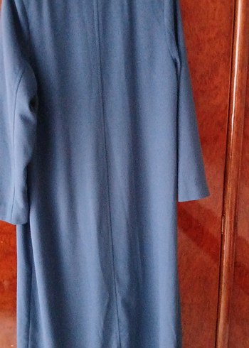 Uzun Lacivert Kadın pardesü - Görsel 6