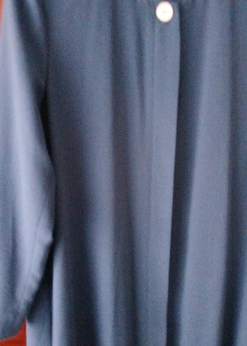 Uzun Lacivert Kadın pardesü - Görsel 5