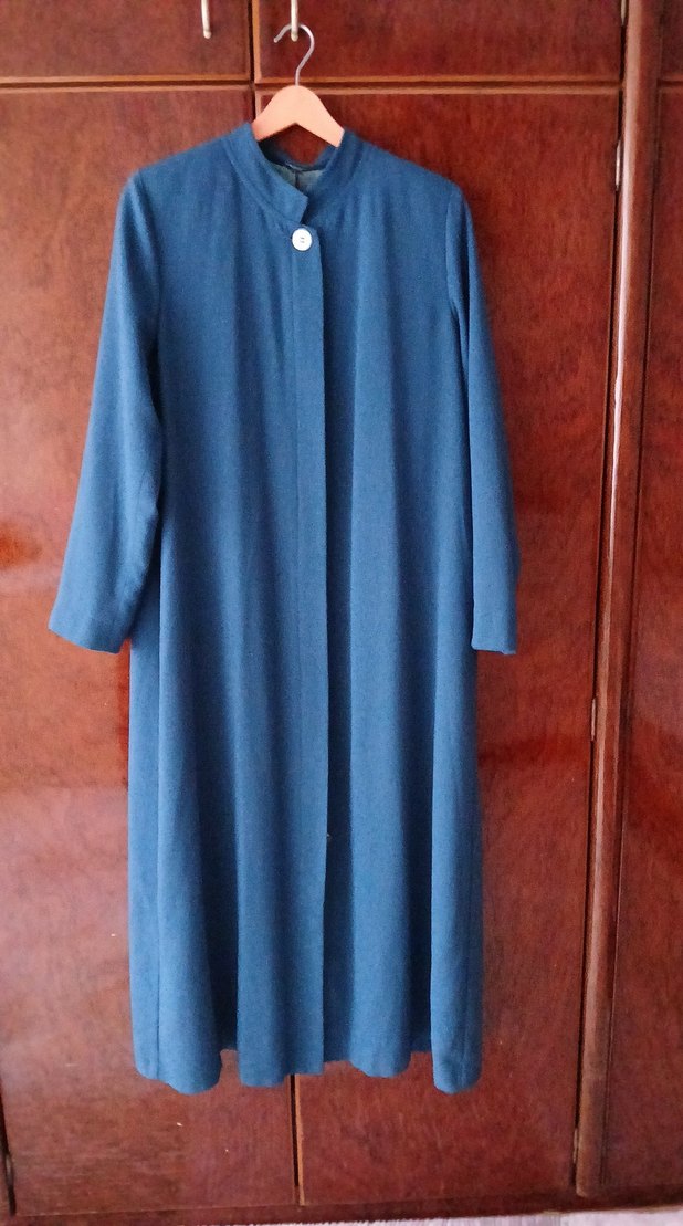 Uzun Lacivert Kadın pardesü - Görsel 2