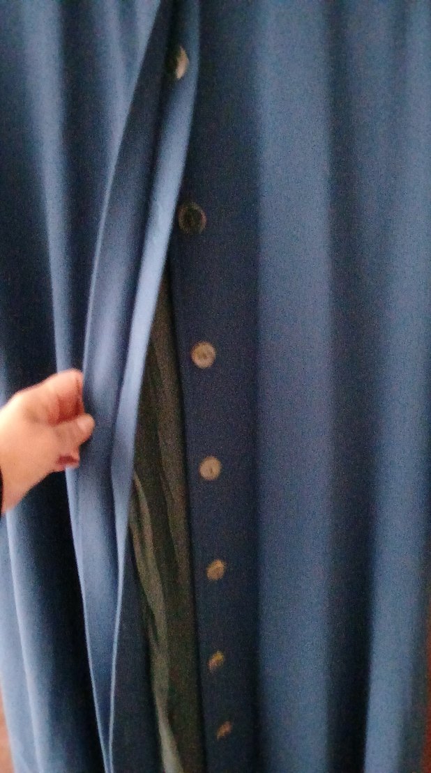 Uzun Lacivert Kadın pardesü - Görsel 4