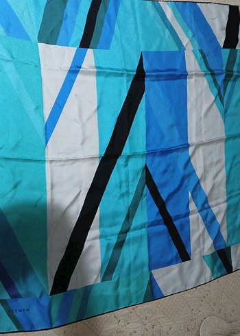 Kadın Mavi Modern Desenli eşarp - Görsel 2