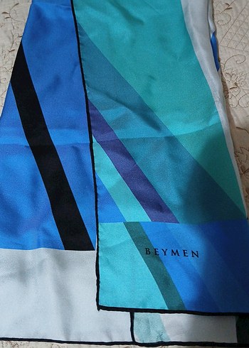 Kadın Mavi Modern Desenli eşarp - Görsel 3