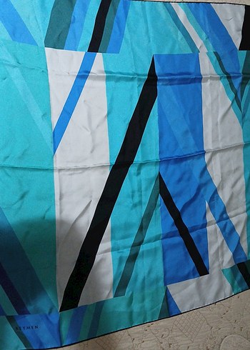 Kadın Mavi Modern Desenli eşarp - Görsel 4