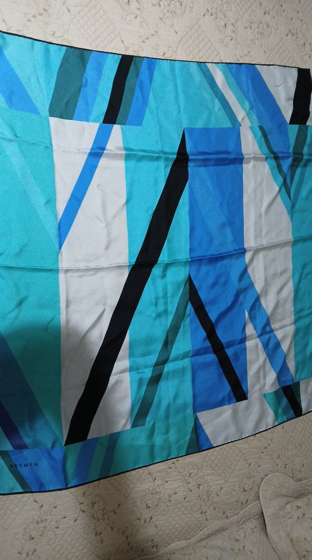 Kadın Mavi Modern Desenli eşarp - Görsel 2