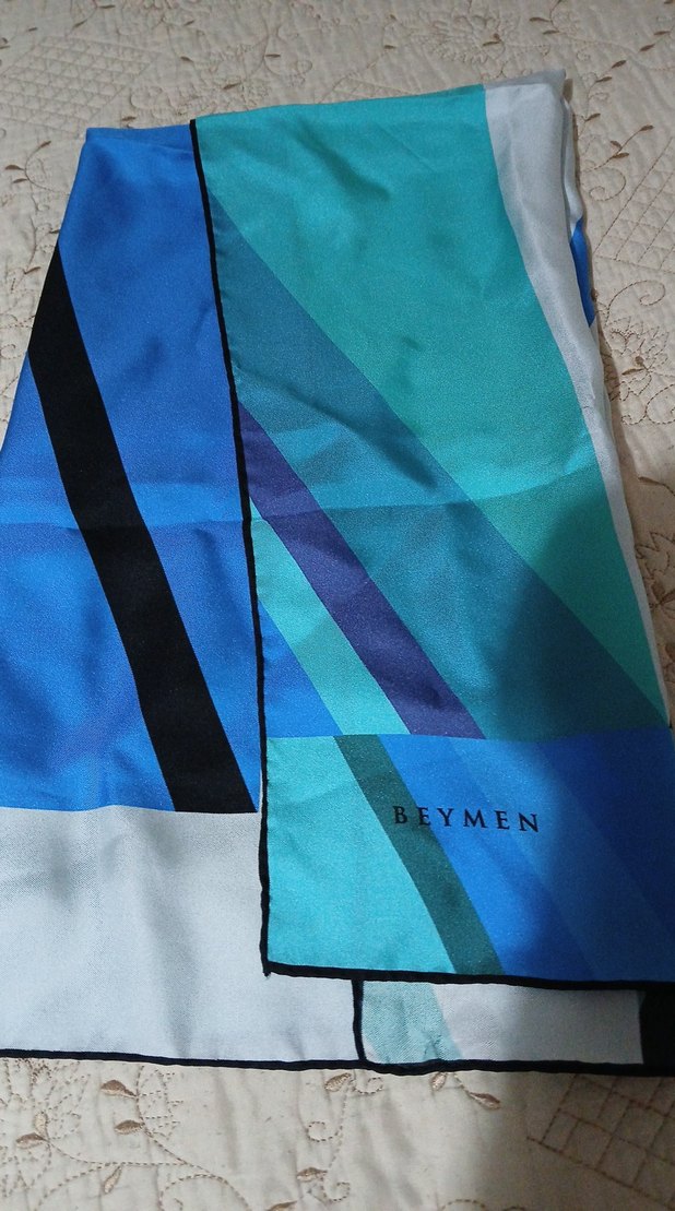 Kadın Mavi Modern Desenli eşarp - Görsel 3