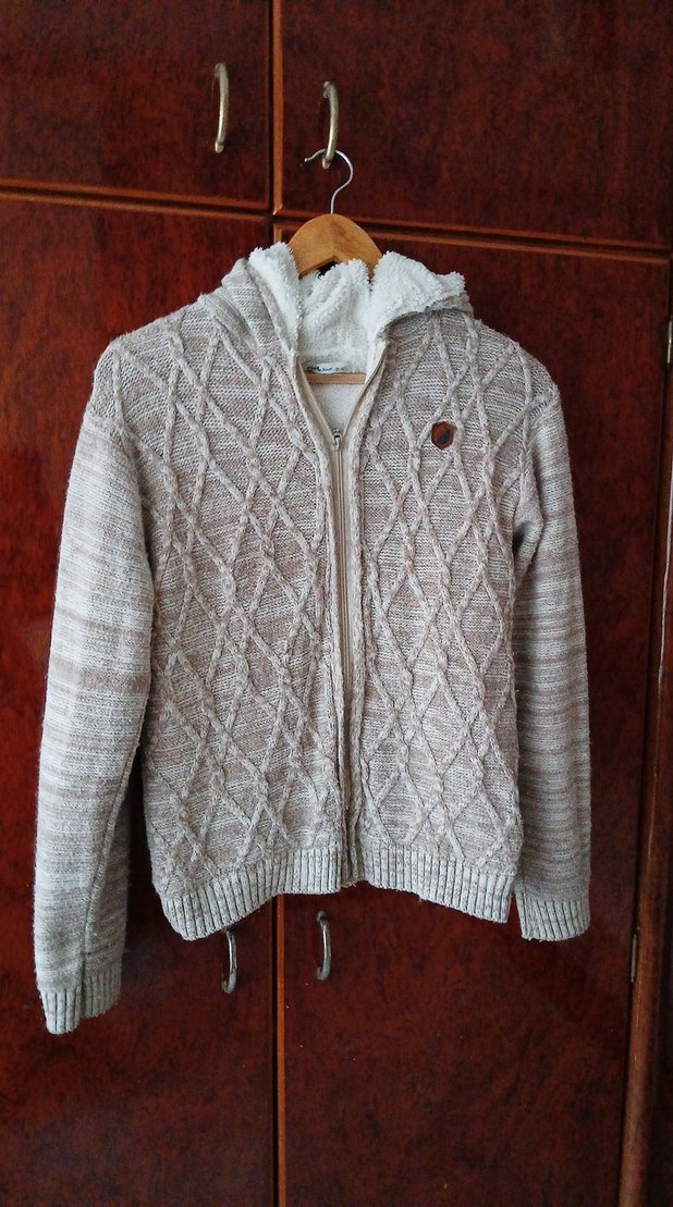 Bej Renkli Örgü erkek çocuk hırka - Görsel 2