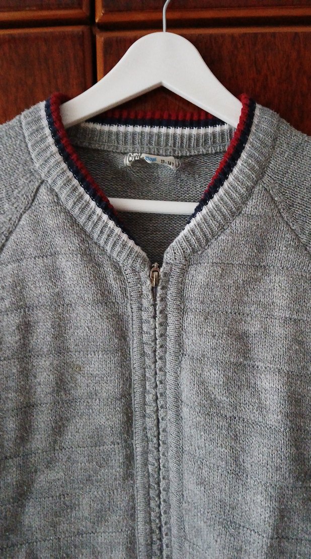 Erkek Çocuk Gri Fermuarlı Yün Hırka - Görsel 4