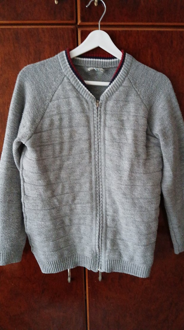 Erkek Çocuk Gri Fermuarlı Yün Hırka - Görsel 3