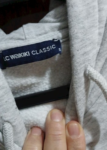 Gri Kapüşonlu Uzun Kollu Sweatshirt - Görsel 5