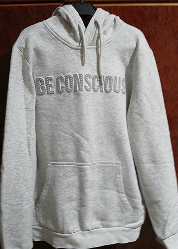 Gri Kapüşonlu Uzun Kollu Sweatshirt - Görsel 2