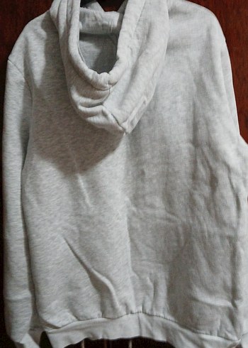 Gri Kapüşonlu Uzun Kollu Sweatshirt - Görsel 6