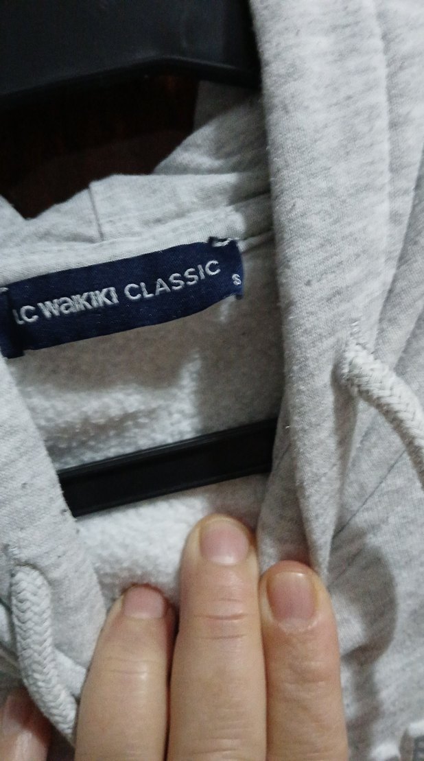 Gri Kapüşonlu Uzun Kollu Sweatshirt - Görsel 5