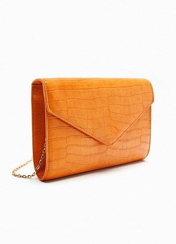  Beden turuncu Renk Zara çapraz askılı clutch çanta