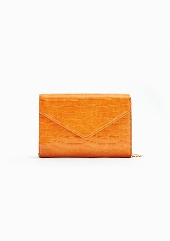  Beden turuncu Renk Zara çapraz askılı clutch çanta