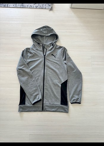 Gri Kapüşonlu Fermuarlı Erkek Sweatshirt ve eşofman altı. - Görsel 7