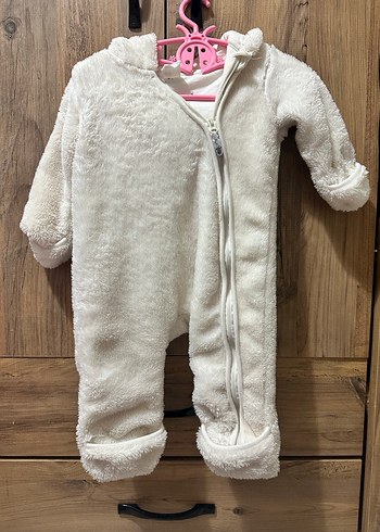 H&M Beyaz Kürklü Bebek astronot mont - Görsel 6