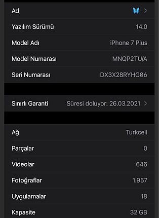 Beden altın Renk İphone 7 plus 32gb