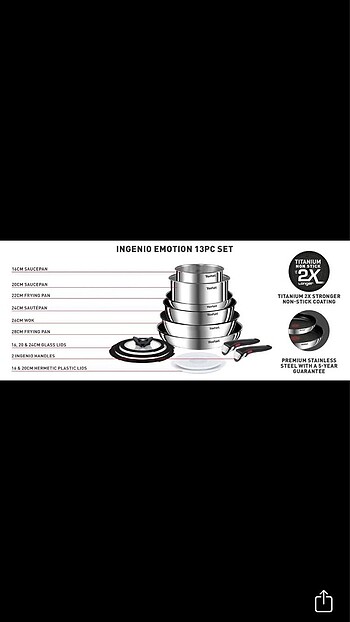 Beden gri Renk Tefal ingenio emotion induction 13 parça set