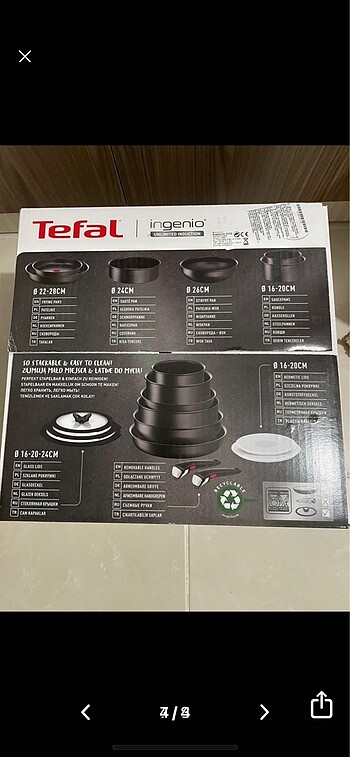 Beden siyah Renk Tefal ingenio unlimited induction tencere seti