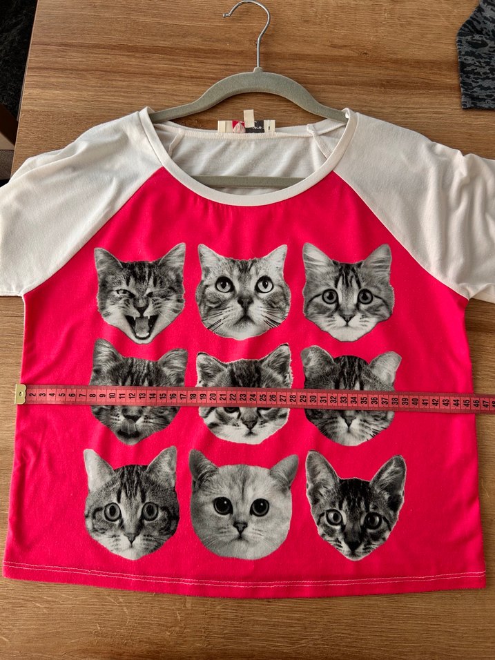 Kedi Desenli Crop Tişört - Görsel 2