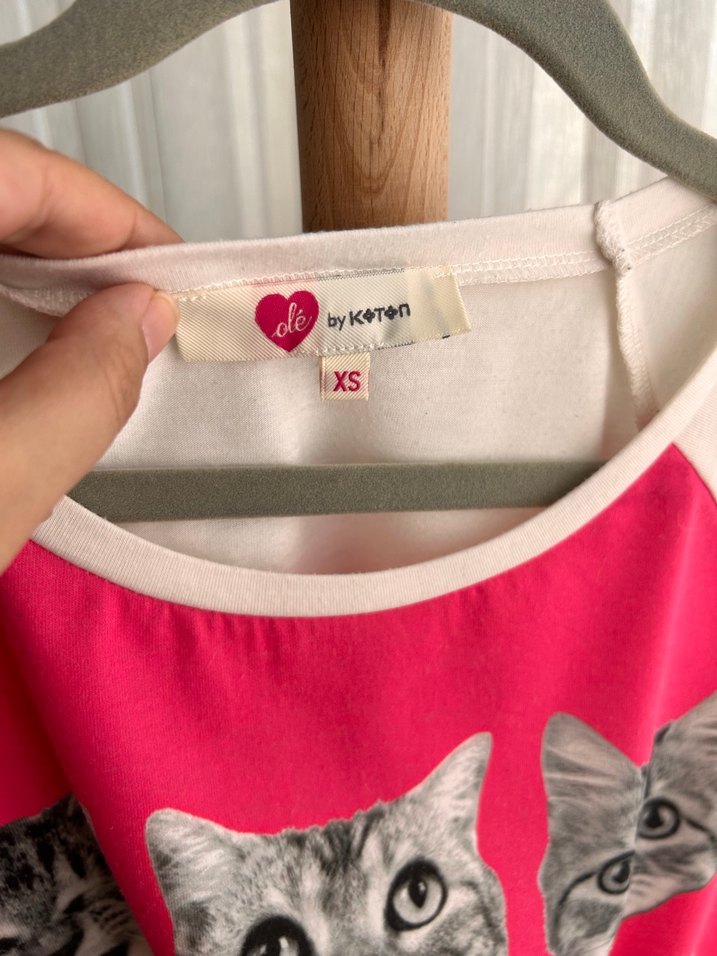 Kedi Desenli Crop Tişört - Görsel 5