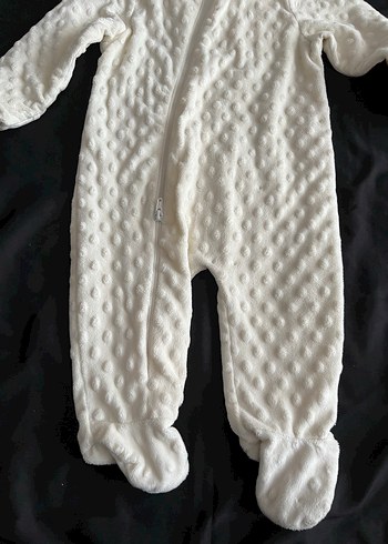 Kürklü Beyaz Bebek Kayak Tulumu - Görsel 2