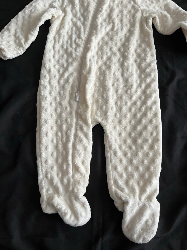 Kürklü Beyaz Bebek Kayak Tulumu - Görsel 2