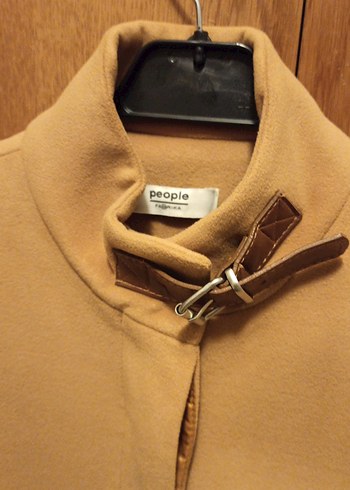 People Fabrika Bej Kadın Düğmeli Midi Klasik Kaban - Görsel 2