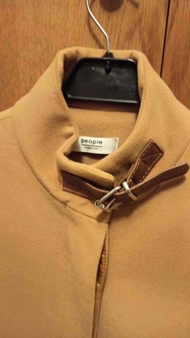 People Fabrika Bej Kadın Düğmeli Midi Klasik Kaban - Görsel 2