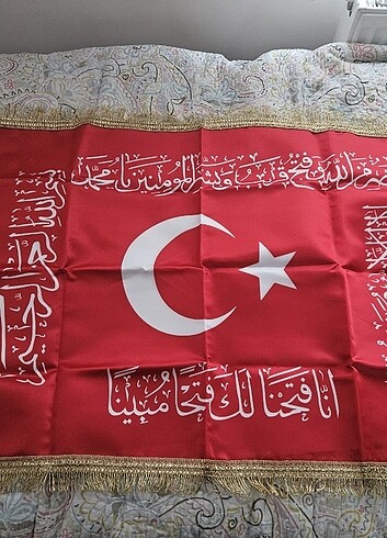 Saten Kumaş Çift Taraflı Hilafet Fetih Sancağı Bayrağı