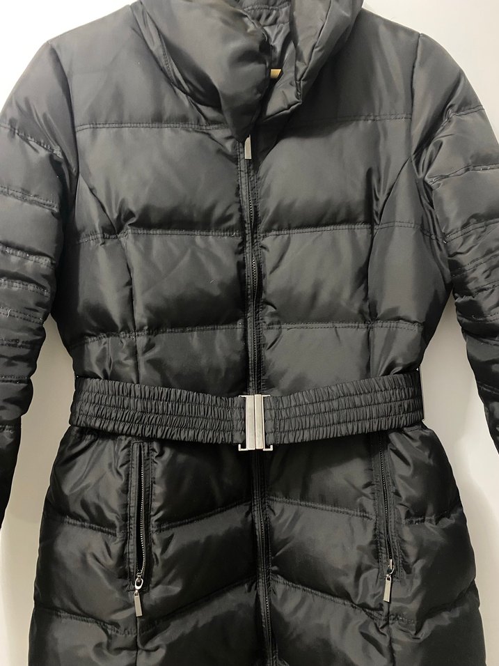 Kadın Siyah Kemerli Midi Kışlık Mont - Görsel 2