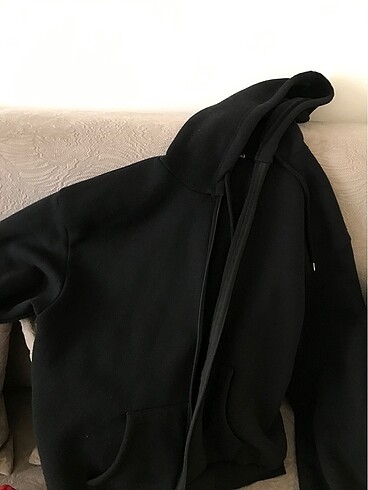 xl Beden Fermuarlı Siyah Oversize Ceket
