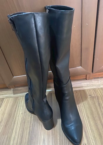 Diğer Siyah Deri Dizüstü Stiletto Çizme