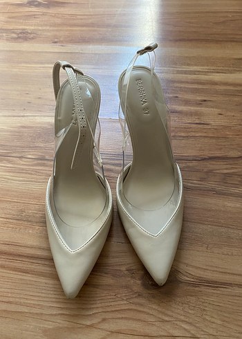 Bej Stiletto Topuklu Kadın Abiye Ayakkabı