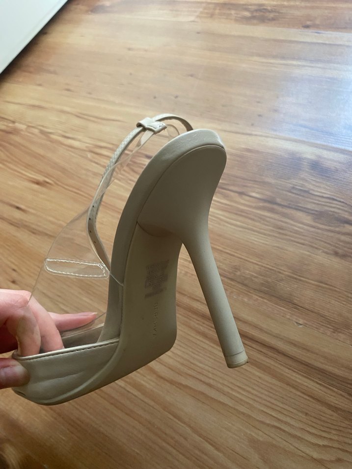 Bej Stiletto Topuklu Kadın Abiye Ayakkabı - Görsel 3