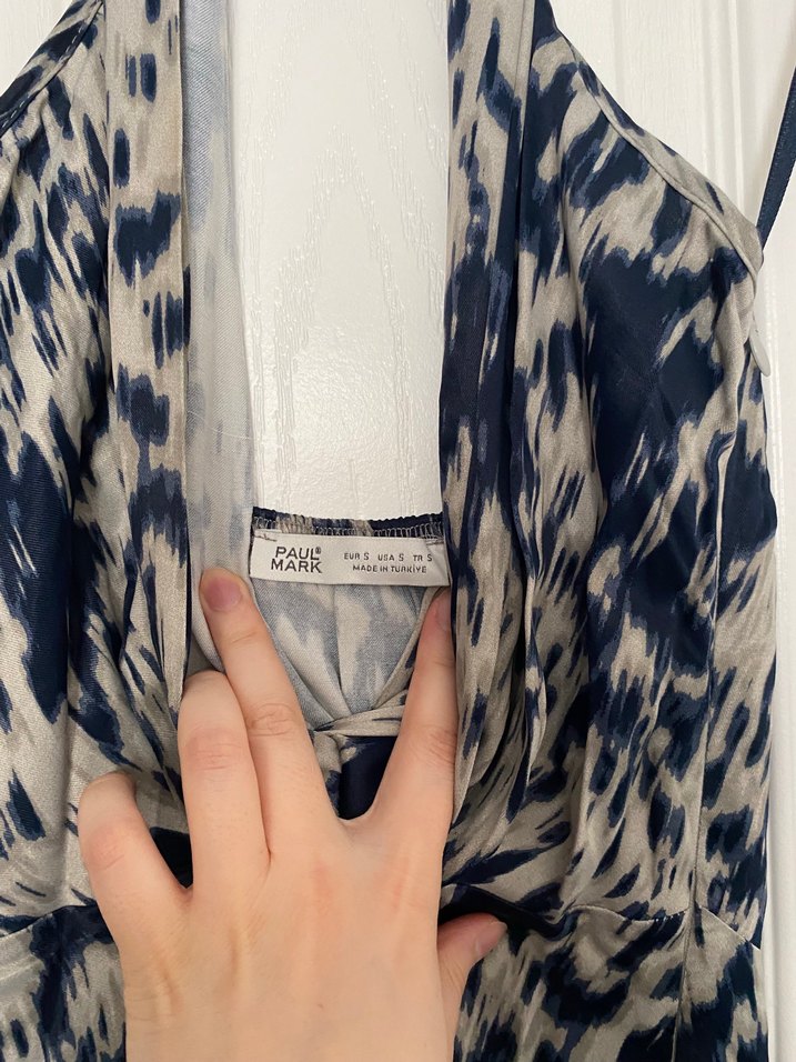 Mavi Bağlamalı Uzun Bohem Elbise - Görsel 2