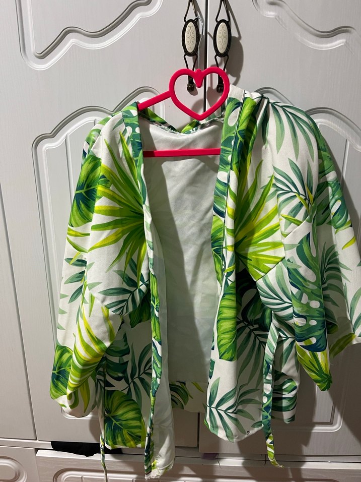 Yeşil Desenli Mini Streetwear Kimono - Görsel 5